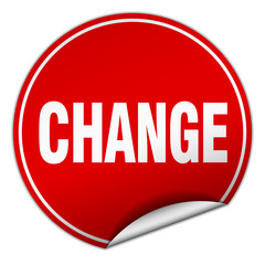 change round red sticker isolated on white