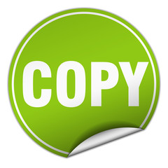 copy round green sticker isolated on white