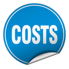 costs round blue sticker isolated on white