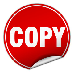 copy round red sticker isolated on white