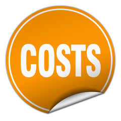 costs round orange sticker isolated on white