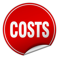 costs round red sticker isolated on white