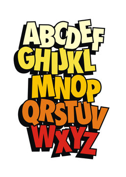 Vector alphabet. Comic style font type