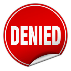 denied round red sticker isolated on white