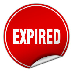 expired round red sticker isolated on white
