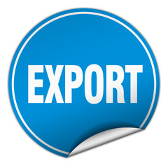 export round blue sticker isolated on white