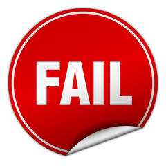 fail round red sticker isolated on white