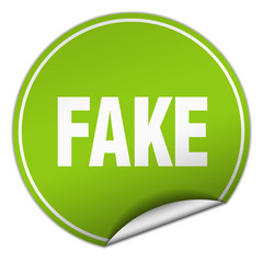fake round green sticker isolated on white