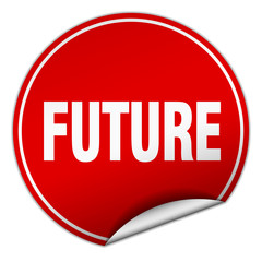 future round red sticker isolated on white