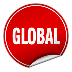 global round red sticker isolated on white