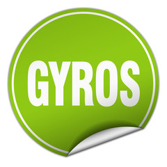 gyros round green sticker isolated on white