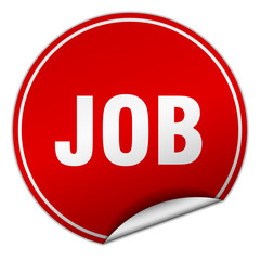 job round red sticker isolated on white