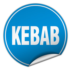 kebab round blue sticker isolated on white