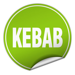 kebab round green sticker isolated on white
