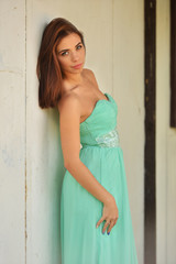 Fototapeta premium sexy femme en robe verte