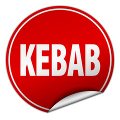 kebab round red sticker isolated on white