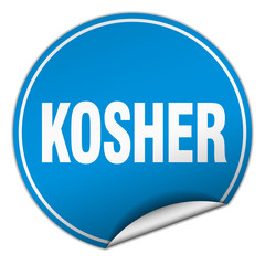 kosher round blue sticker isolated on white