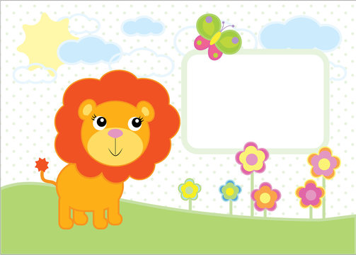 A simple illustration of a cartoon baby lion