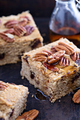 Pecan and dark chocolate blondies