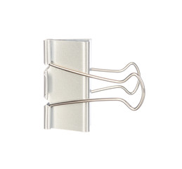 Silver paper clip isolated on white background