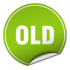 old round green sticker isolated on white