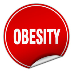 obesity round red sticker isolated on white