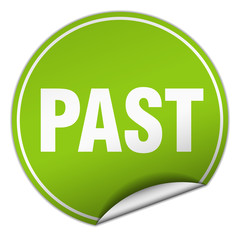 past round green sticker isolated on white