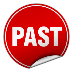 past round red sticker isolated on white