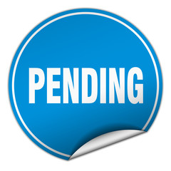 pending round blue sticker isolated on white