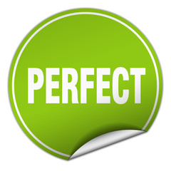 perfect round green sticker isolated on white