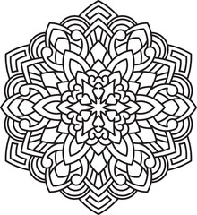 Abstract vector black round lace design in mono line style - man