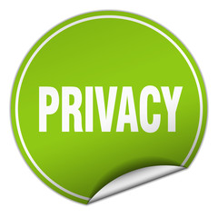 privacy round green sticker isolated on white