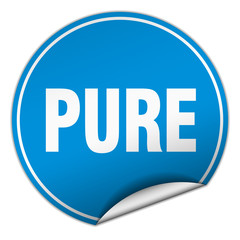 pure round blue sticker isolated on white