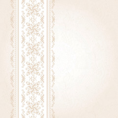 Vintage beige seamless border on  light beige.