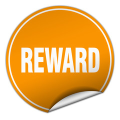 reward round orange sticker isolated on white