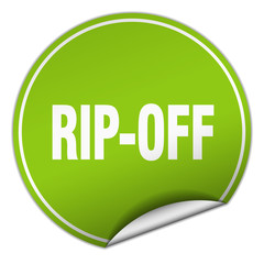 rip-off round green sticker isolated on white