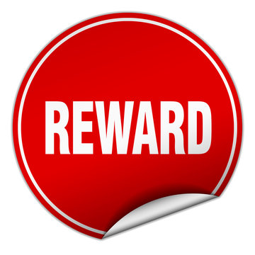 reward round red sticker isolated on white