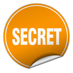 secret round orange sticker isolated on white