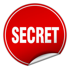 secret round red sticker isolated on white