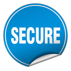 secure round blue sticker isolated on white