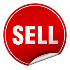 sell round red sticker isolated on white