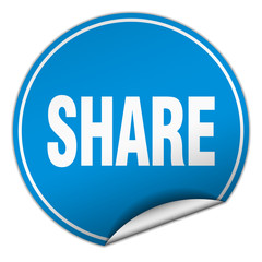 share round blue sticker isolated on white