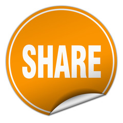 share round orange sticker isolated on white
