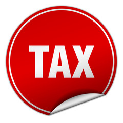 tax round red sticker isolated on white