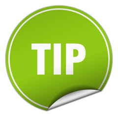 tip round green sticker isolated on white