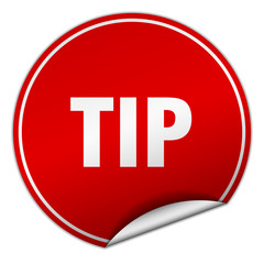 tip round red sticker isolated on white