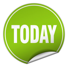 today round green sticker isolated on white