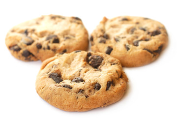 Cookies with chocolate chips closeup
