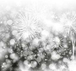 Abstract Christmas background with snowflakes and holiday lights