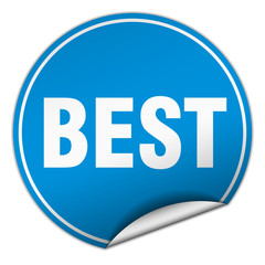 best round blue sticker isolated on white